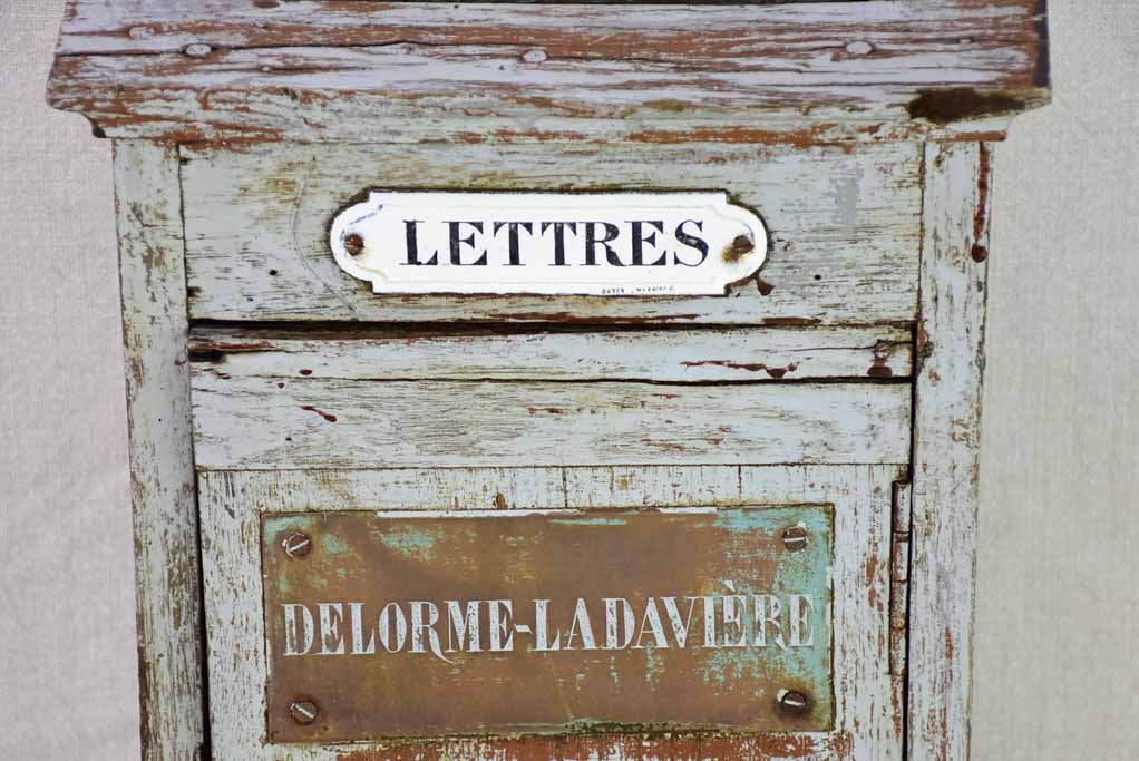 Early 20th Century French letter box with blue / gray patina