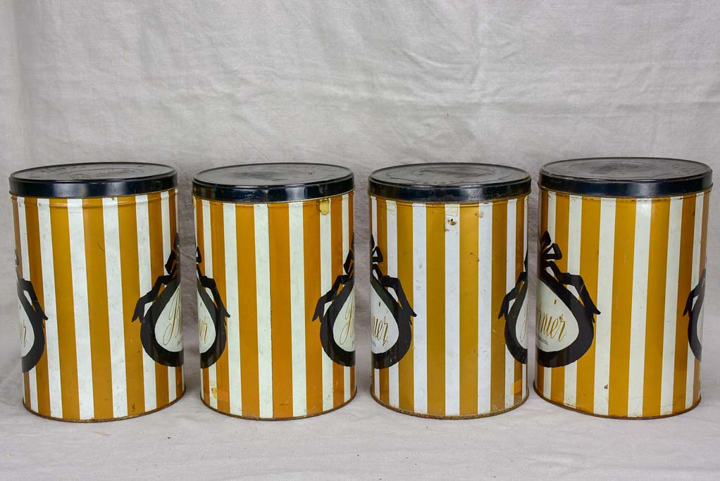 Set of four mid-century Barnier lolly tins 11"