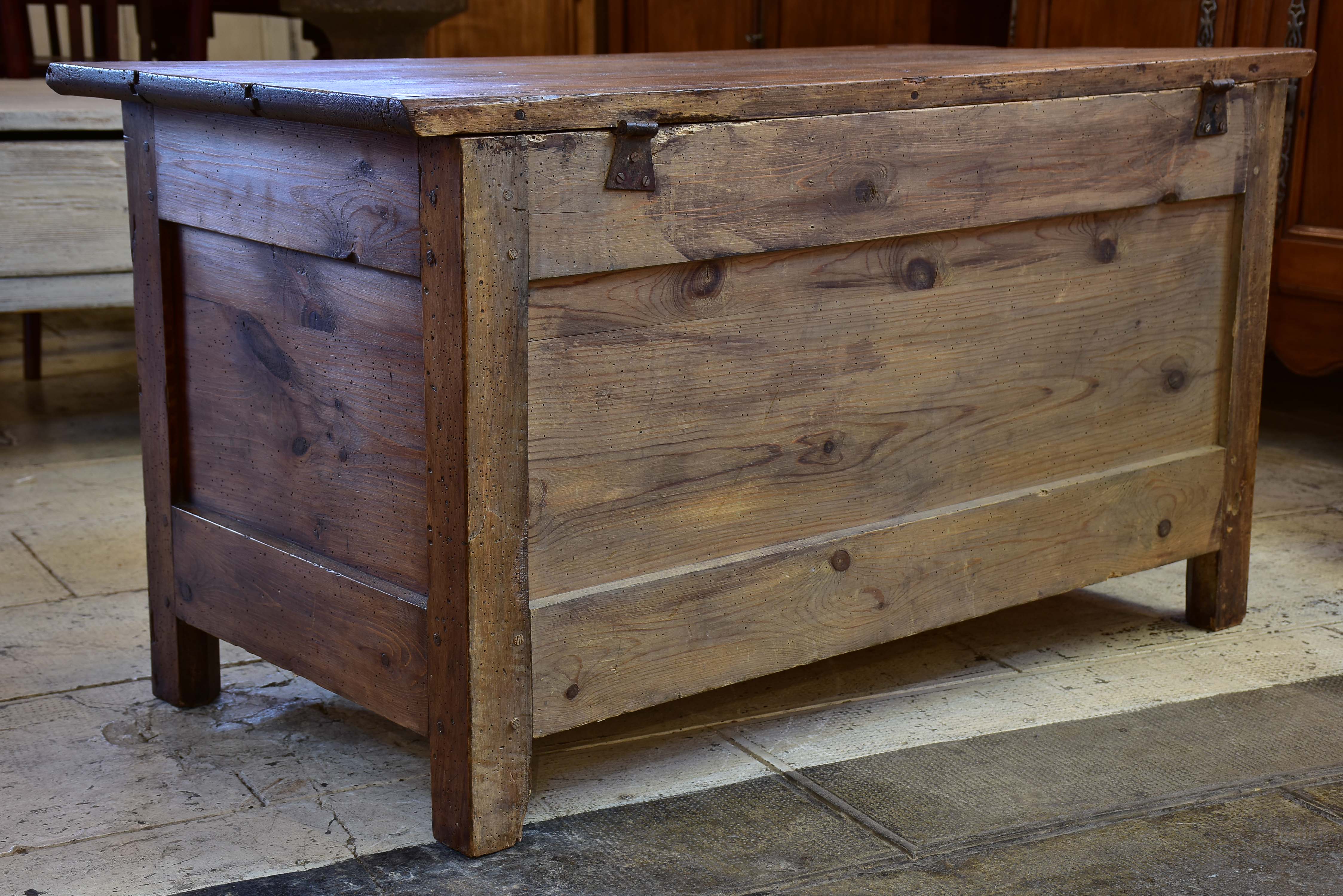 Antique French linen trunk