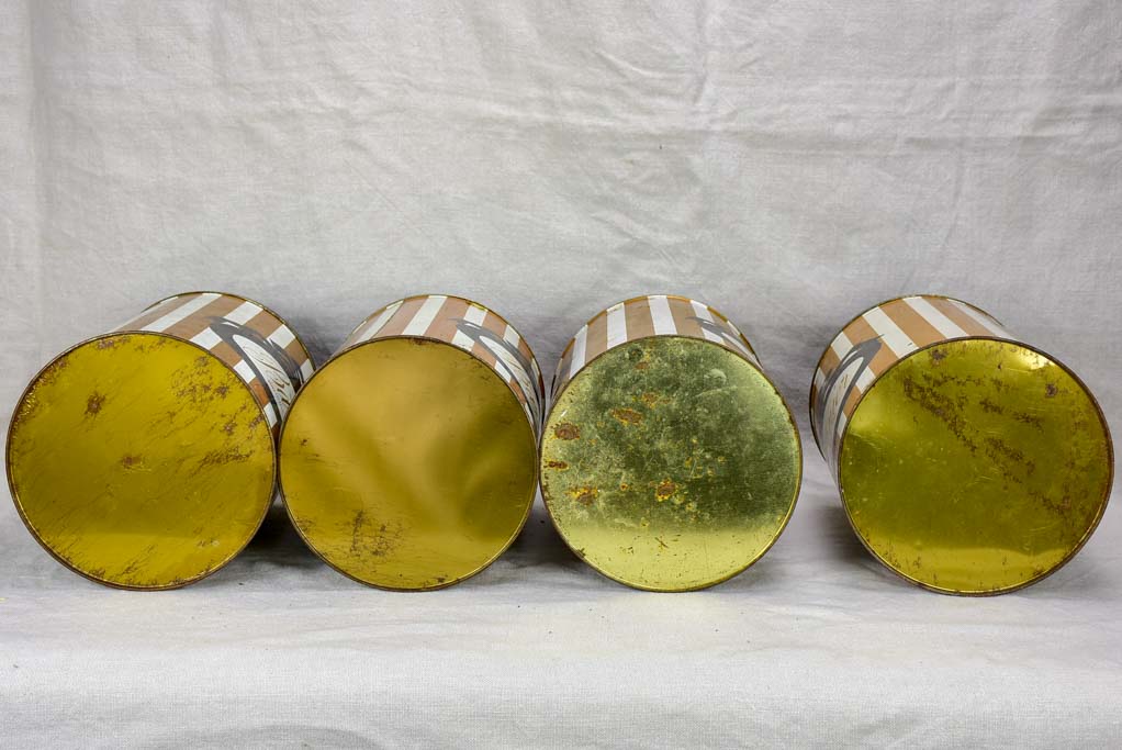 Set of four mid-century Barnier lolly tins 11"