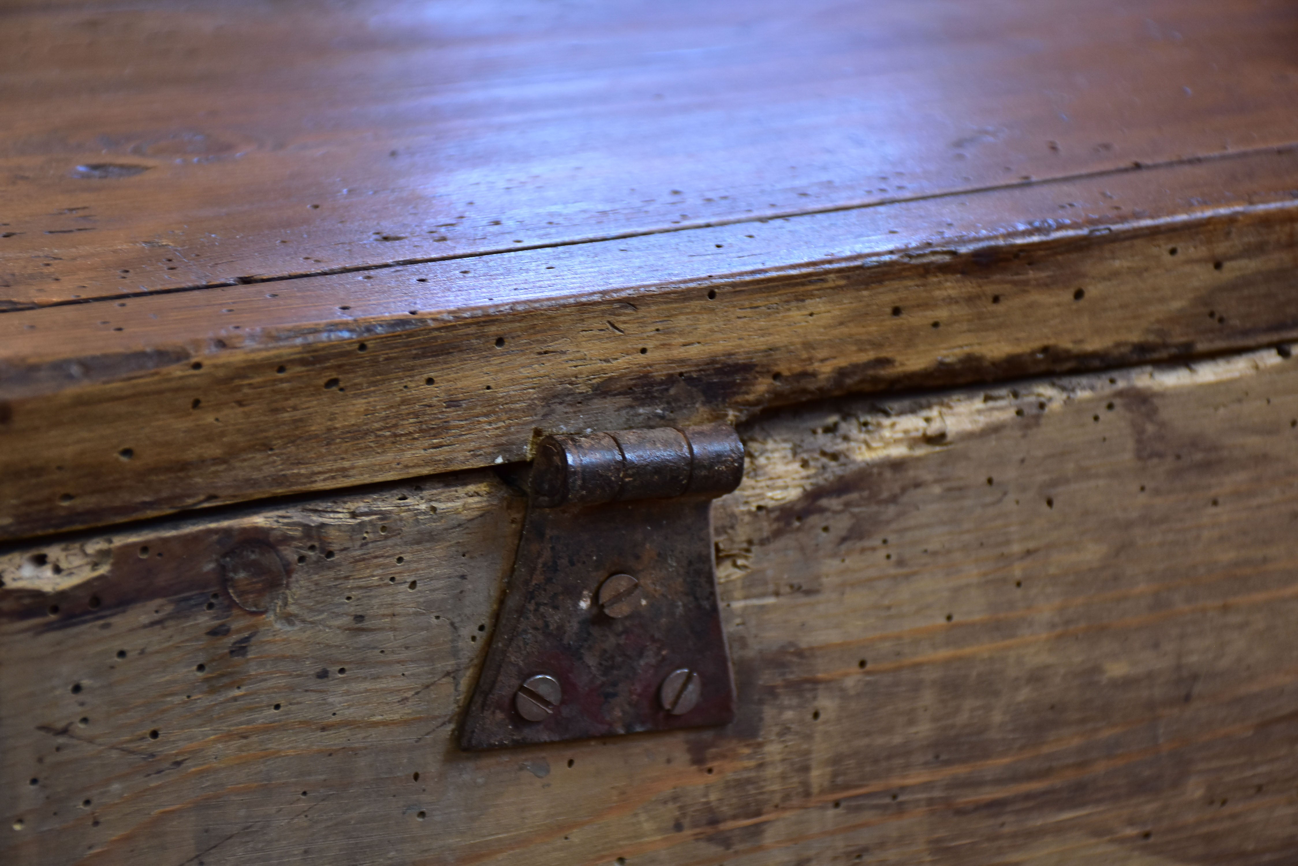 Antique French linen trunk