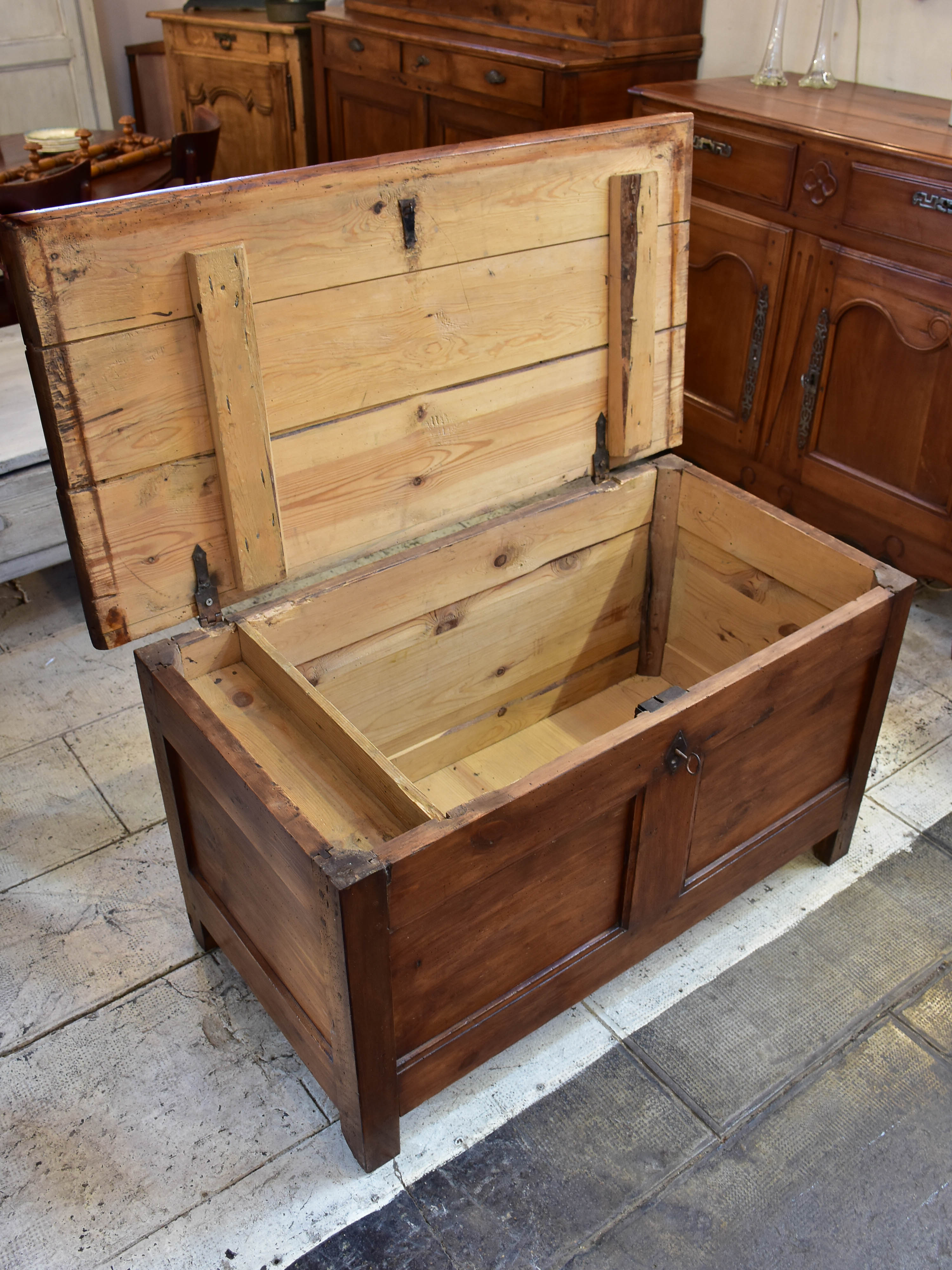 Antique French linen trunk