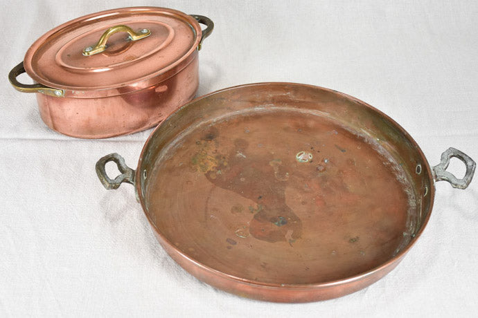 Two late nineteenth-century French copper cooking pots