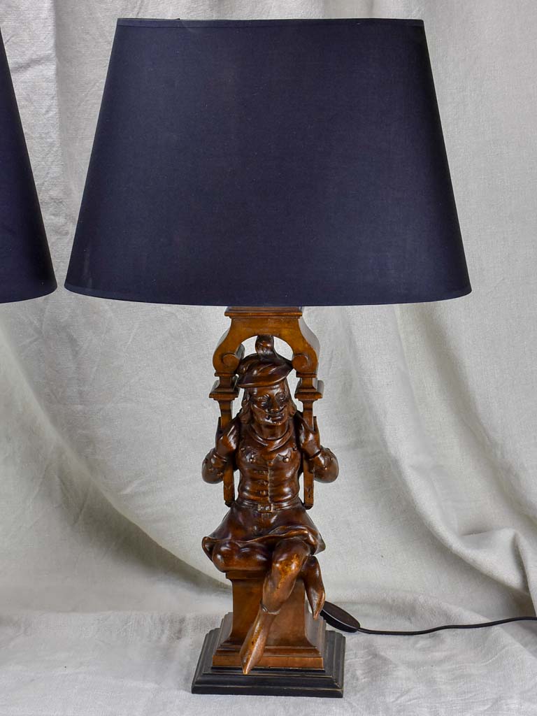 Pair of 19th Century sculpted lamps - court jesters