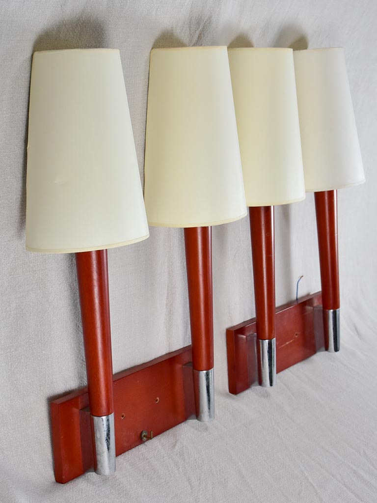 Vintage 1950's mahogany wall sconces