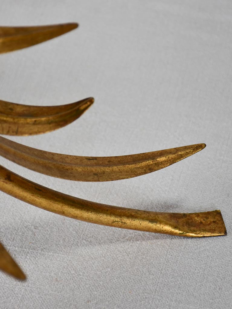 Vintage gold foliage coffee or martini table with glass top