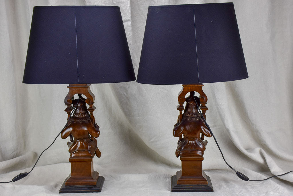 Pair of 19th Century sculpted lamps - court jesters