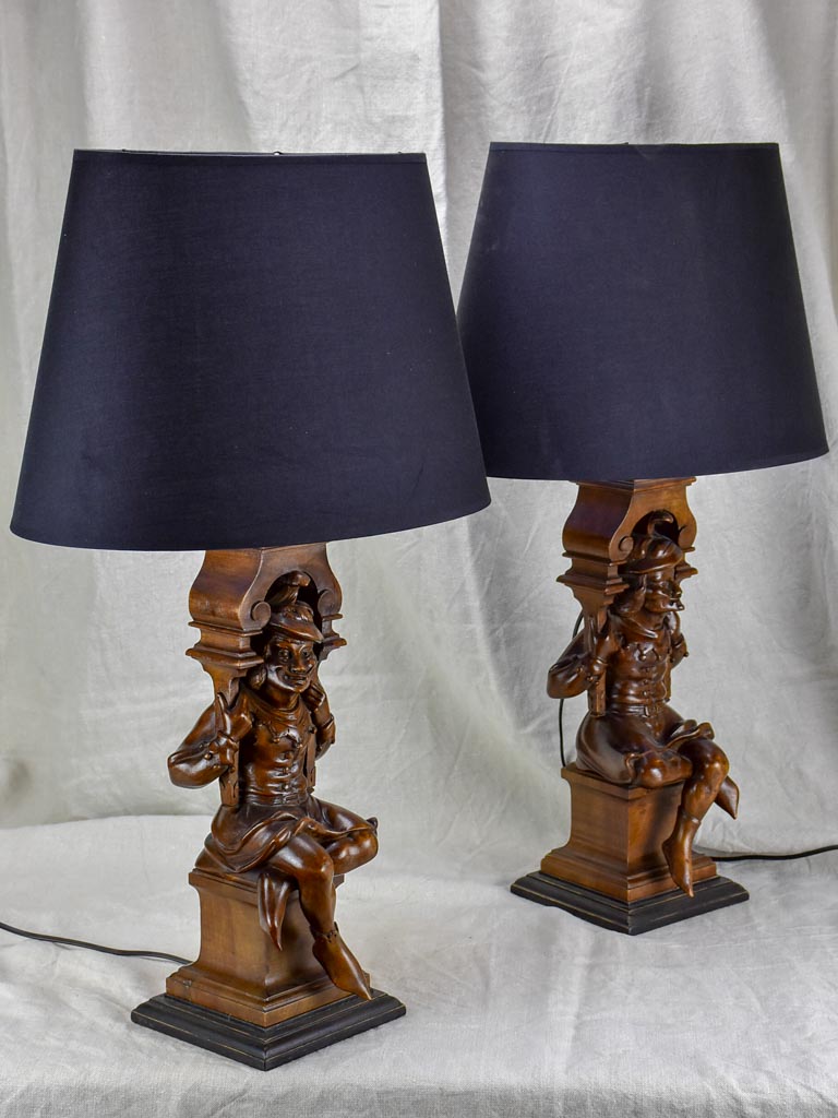 Pair of 19th Century sculpted lamps - court jesters