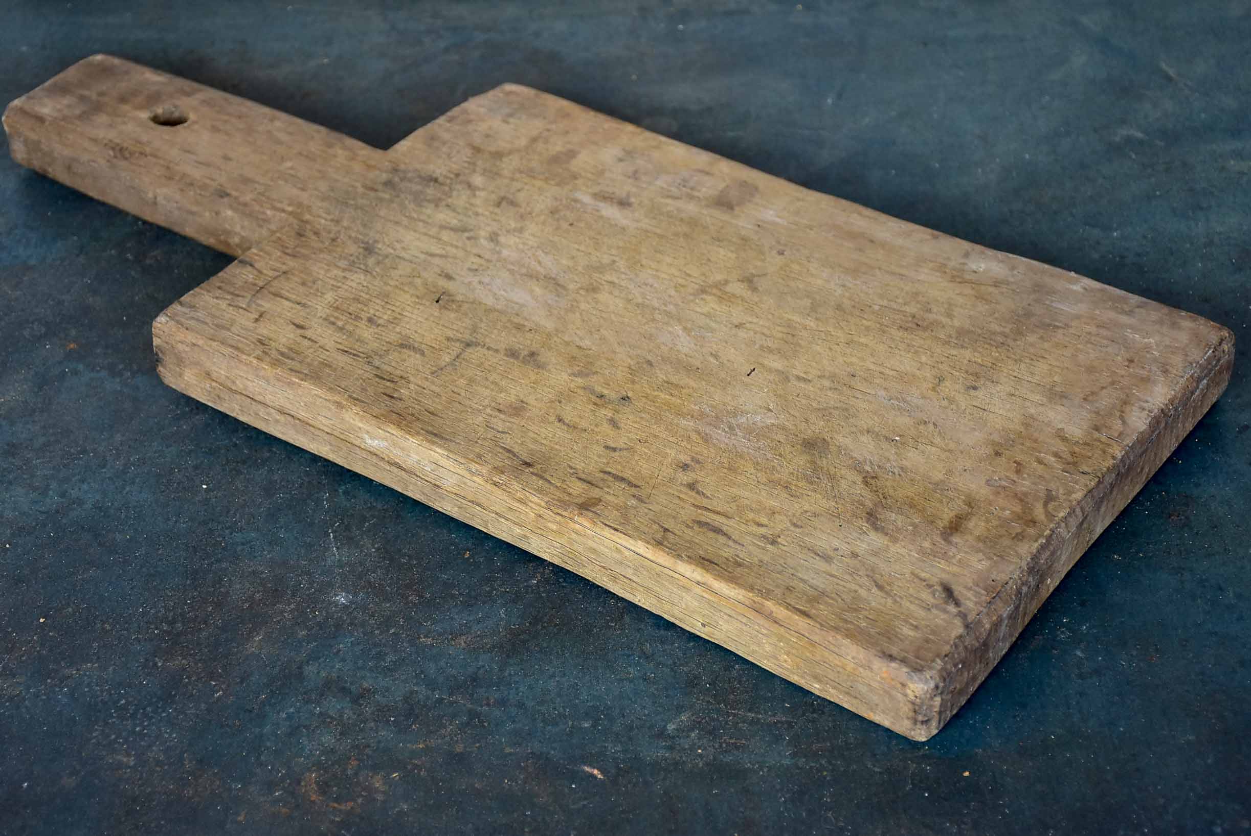 Large antique French cutting board with long handle 21 ¼''