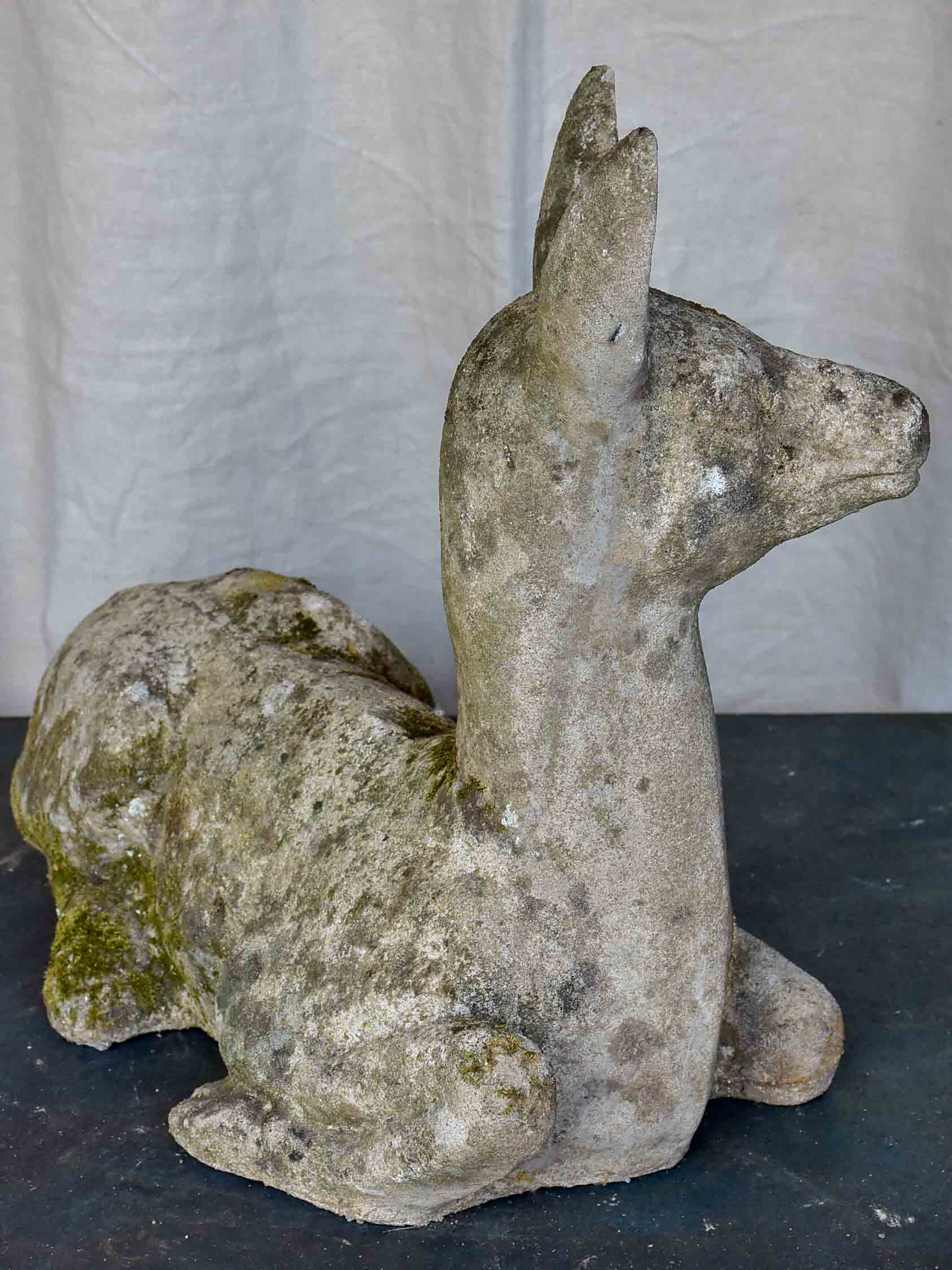 Mid-century garden sculptures of a mother & baby deer