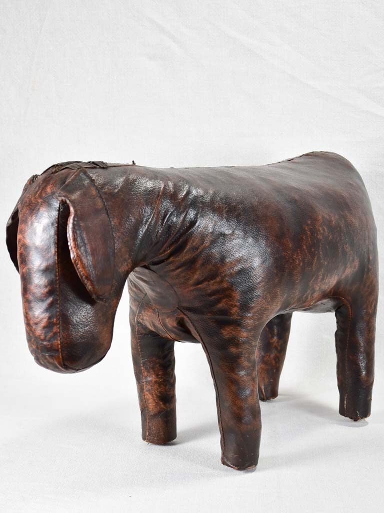 Vintage Spanish Valenti leather footrest in the shape of a donkey - 16½"