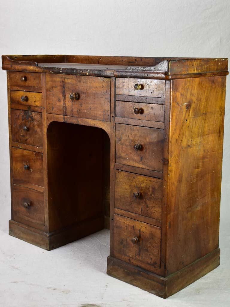 19th century French horologist's work table and drawers - solid walnut 11 drawers