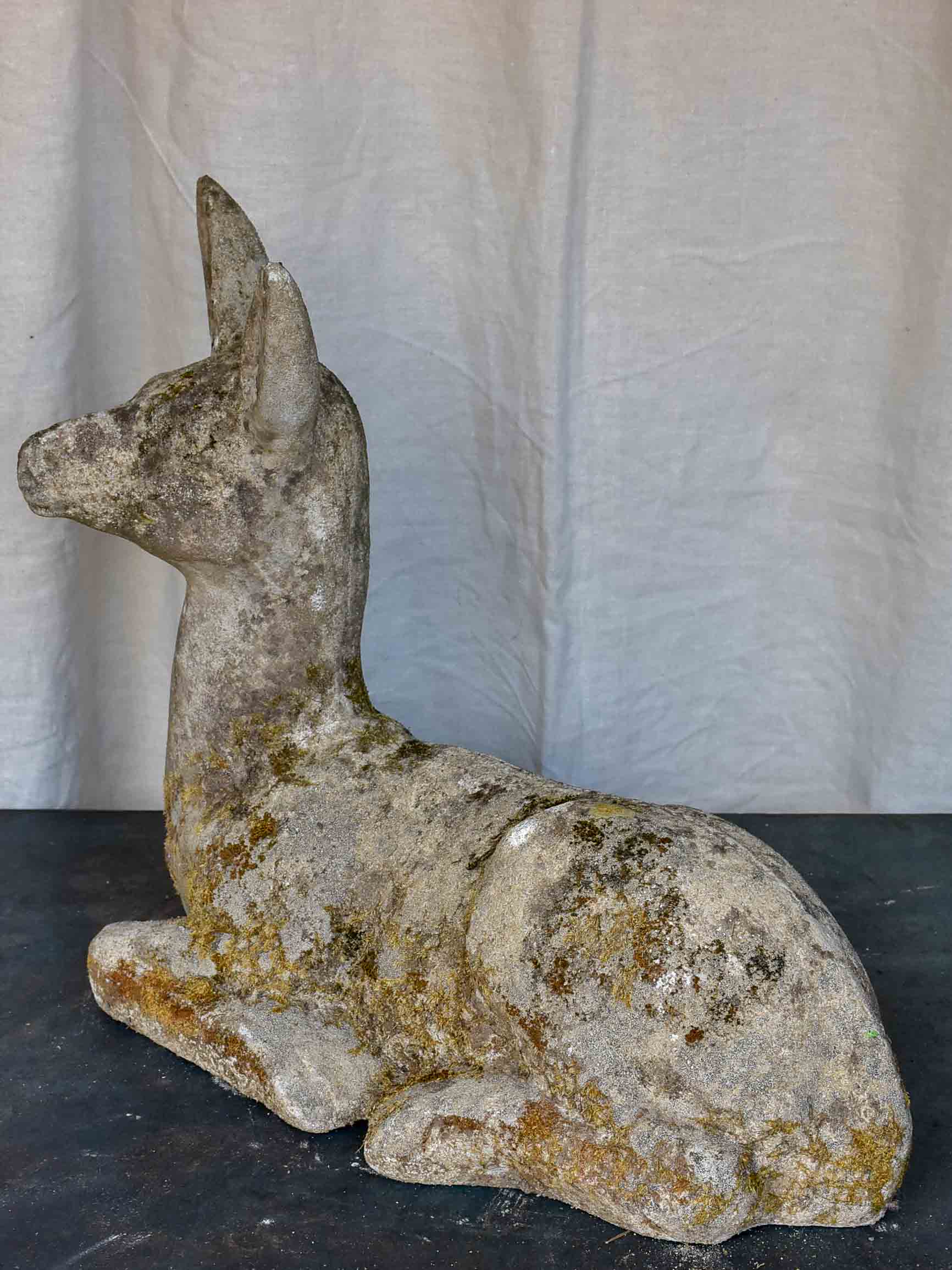 Mid-century garden sculptures of a mother & baby deer