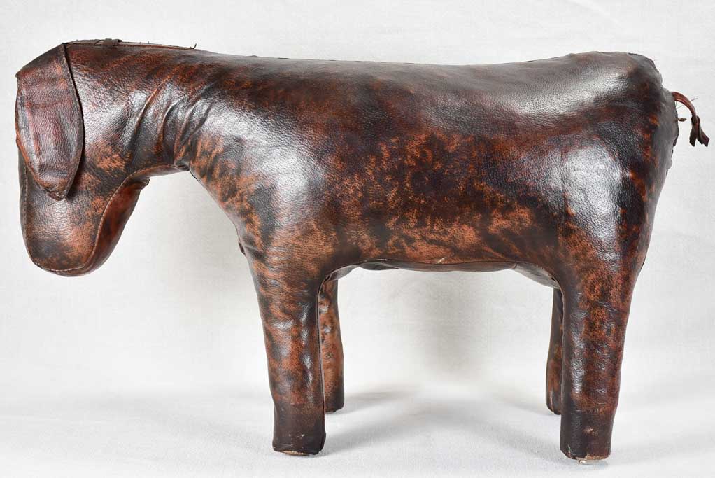 Vintage Spanish Valenti leather footrest in the shape of a donkey - 16½"