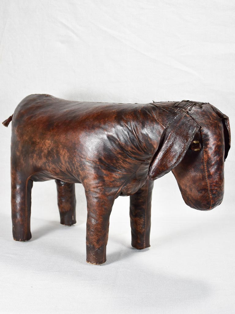 Vintage Spanish Valenti leather footrest in the shape of a donkey - 16½"