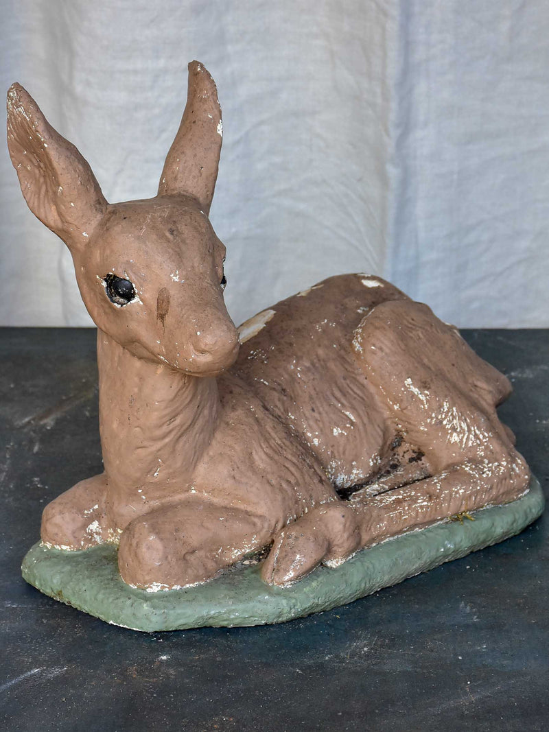 Vintage French garden statue of a deer - painted