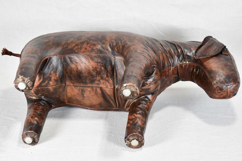 Vintage Spanish Valenti leather footrest in the shape of a donkey - 16½"