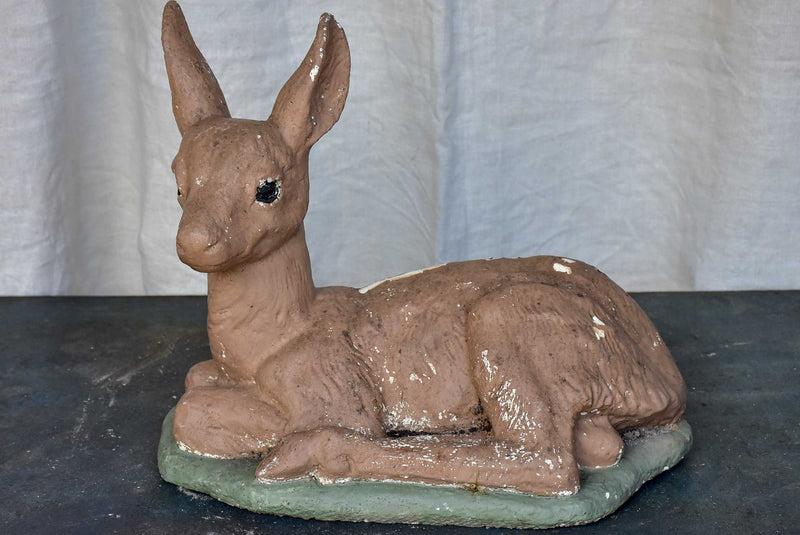 Vintage French garden statue of a deer - painted