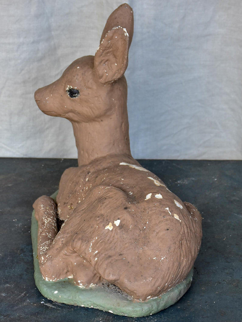 Vintage French garden statue of a deer - painted