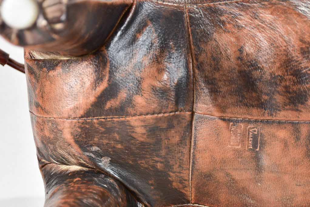 Vintage Spanish Valenti leather footrest in the shape of a donkey - 16½"