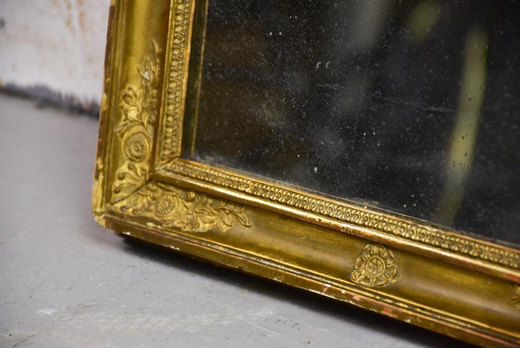 Small Restoration mirror with original mercury glass and gold frame 13¾" x 16¼"