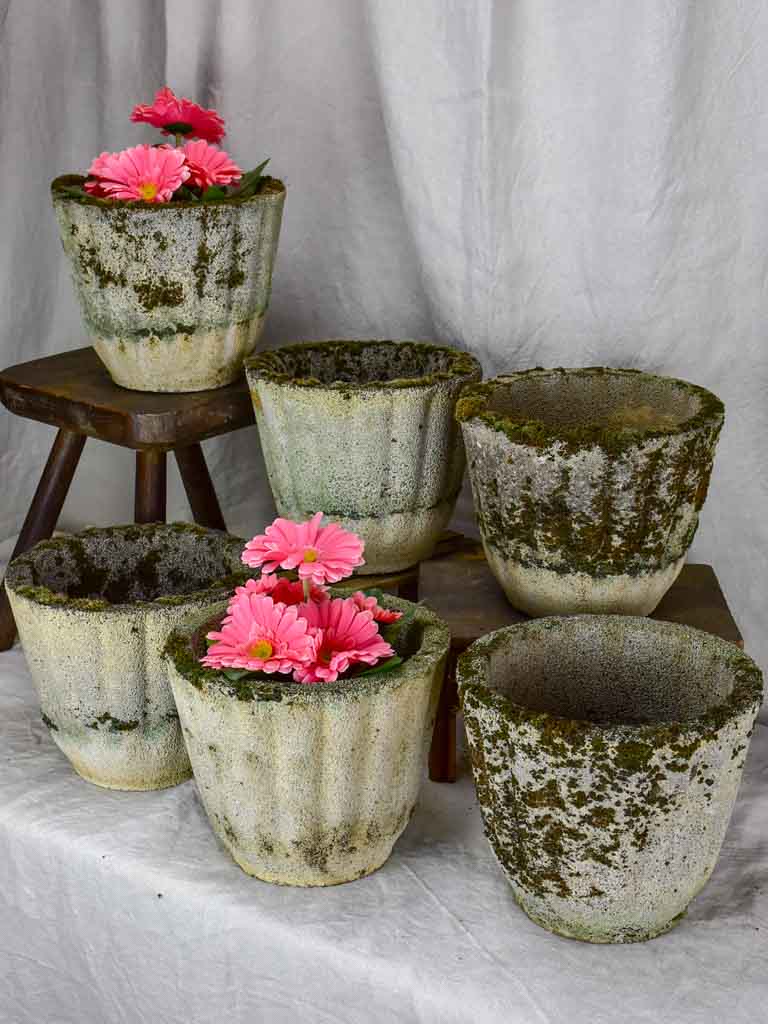 Set of six mid century fluted flower pots