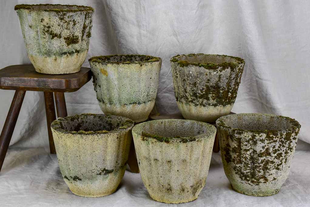 Set of six mid century fluted flower pots