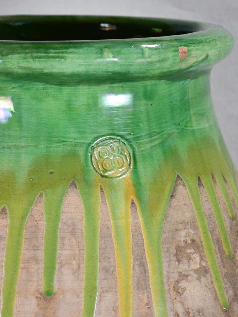 Vintage olive jar with green glaze 33"