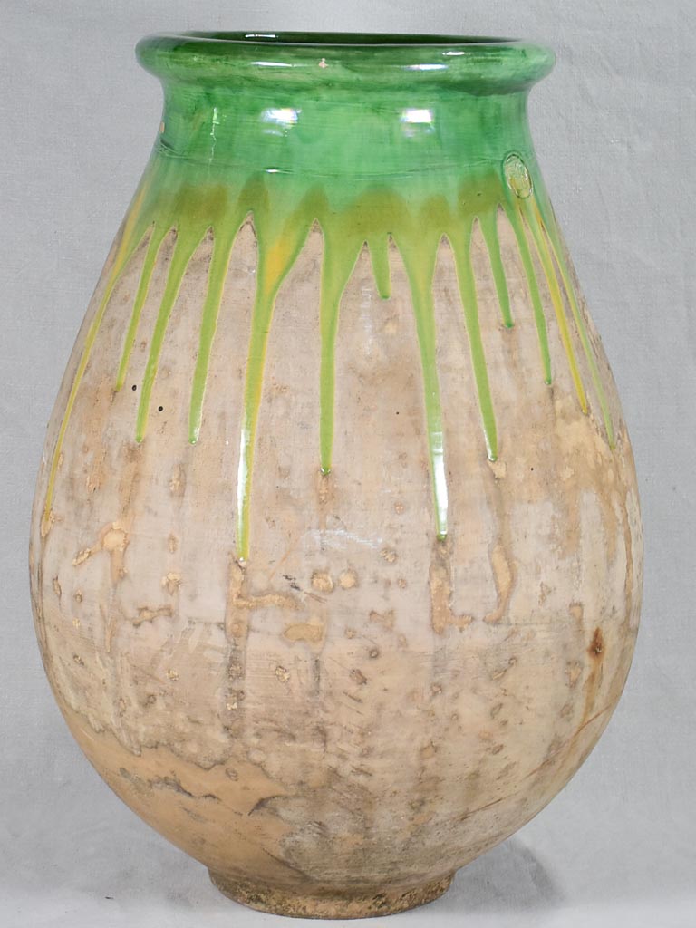 Vintage olive jar with green glaze 33"