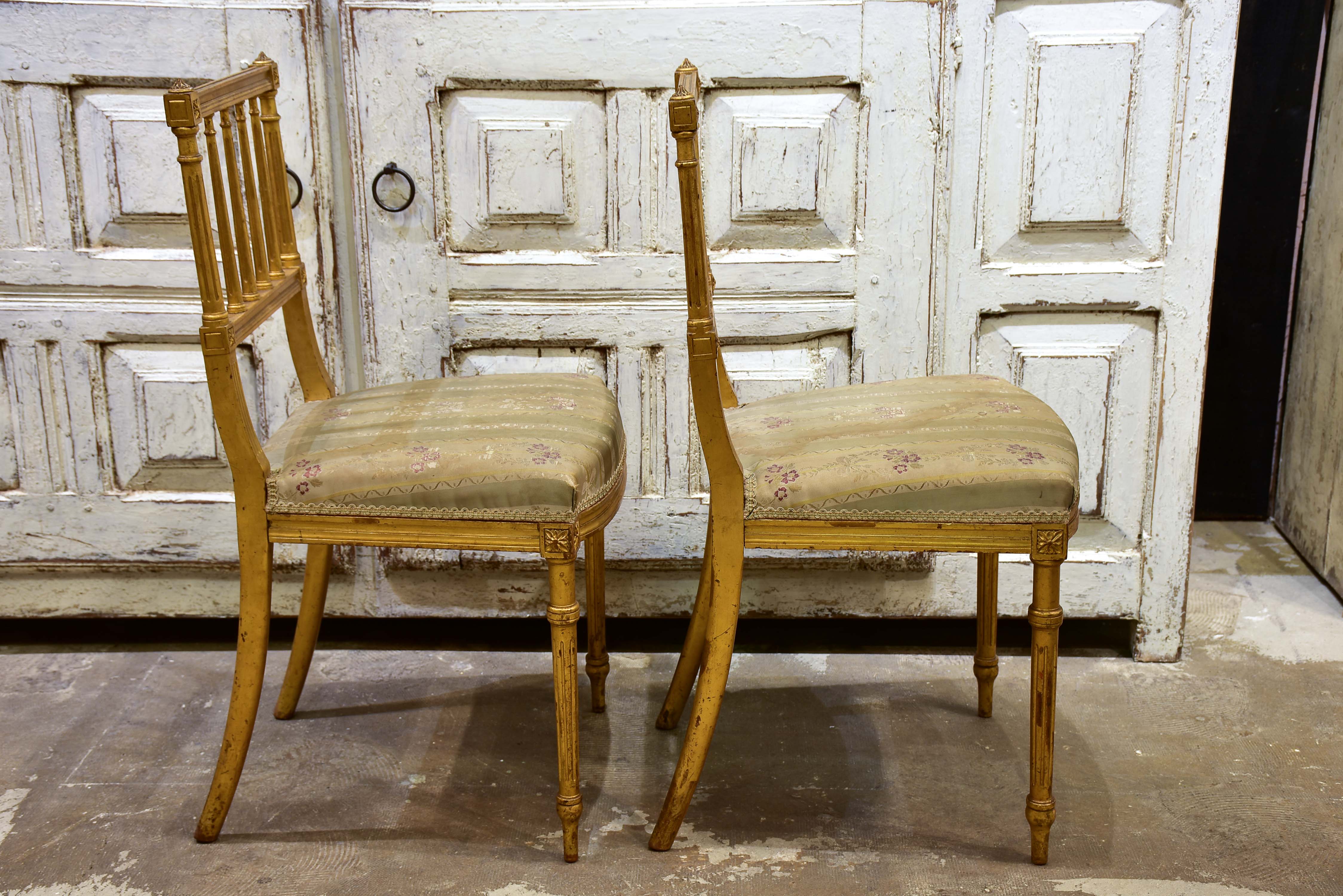 Pair of Louis XVI style gilded chairs