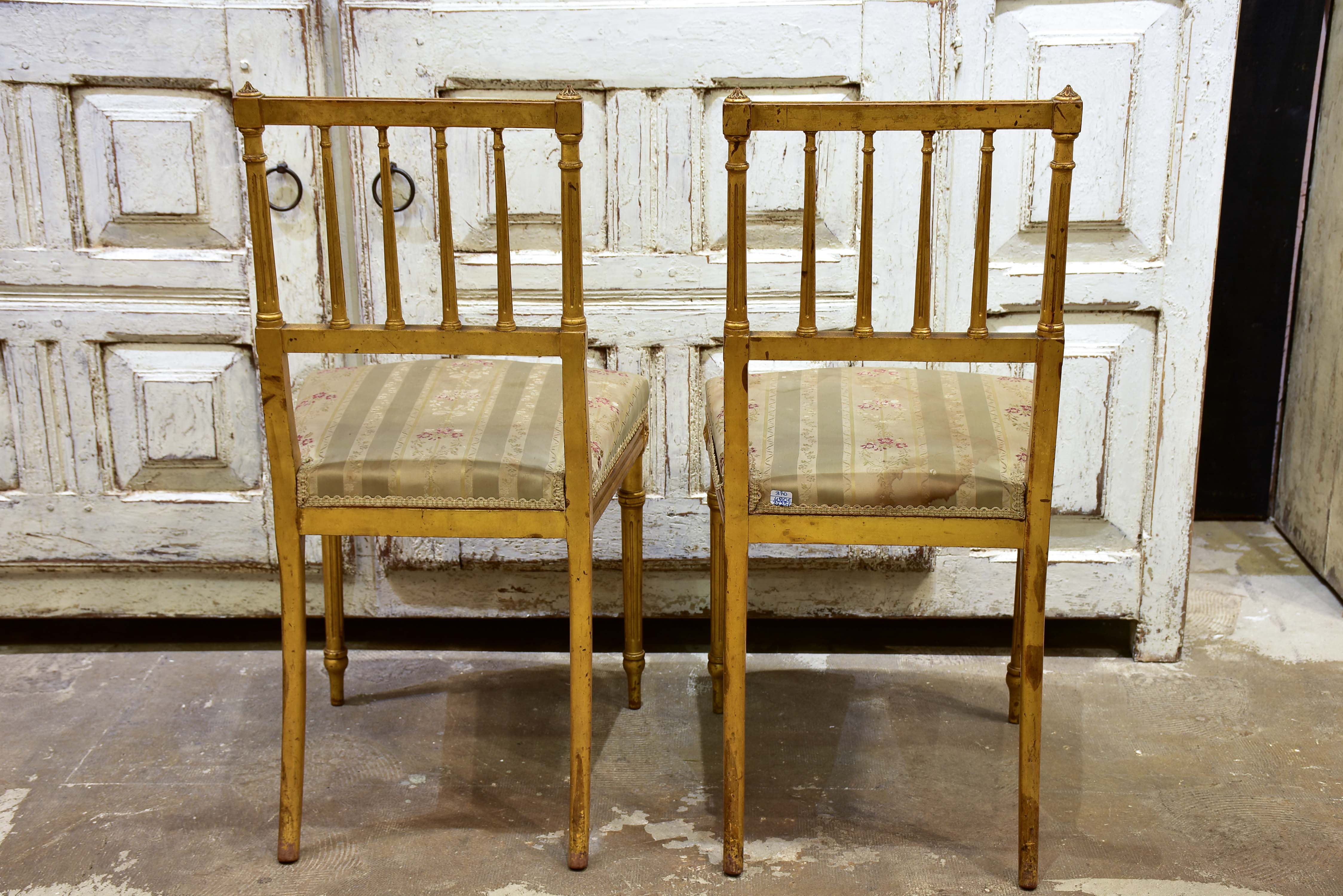 Pair of Louis XVI style gilded chairs