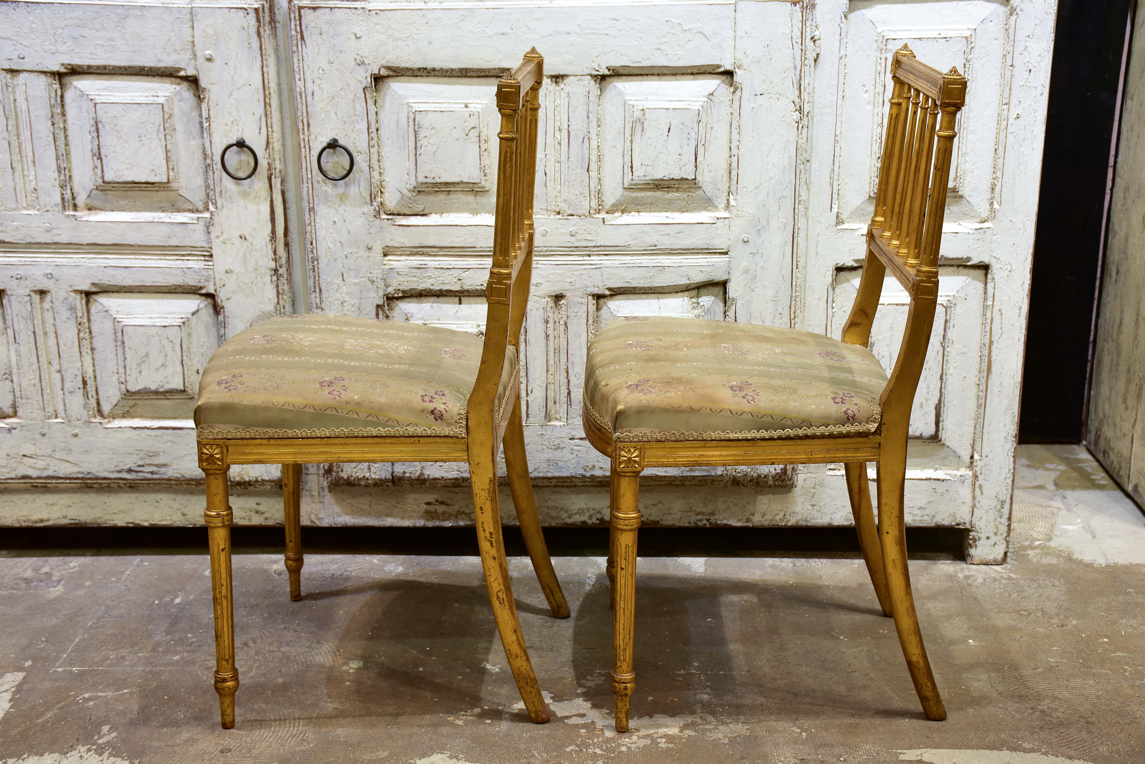 Pair of Louis XVI style gilded chairs