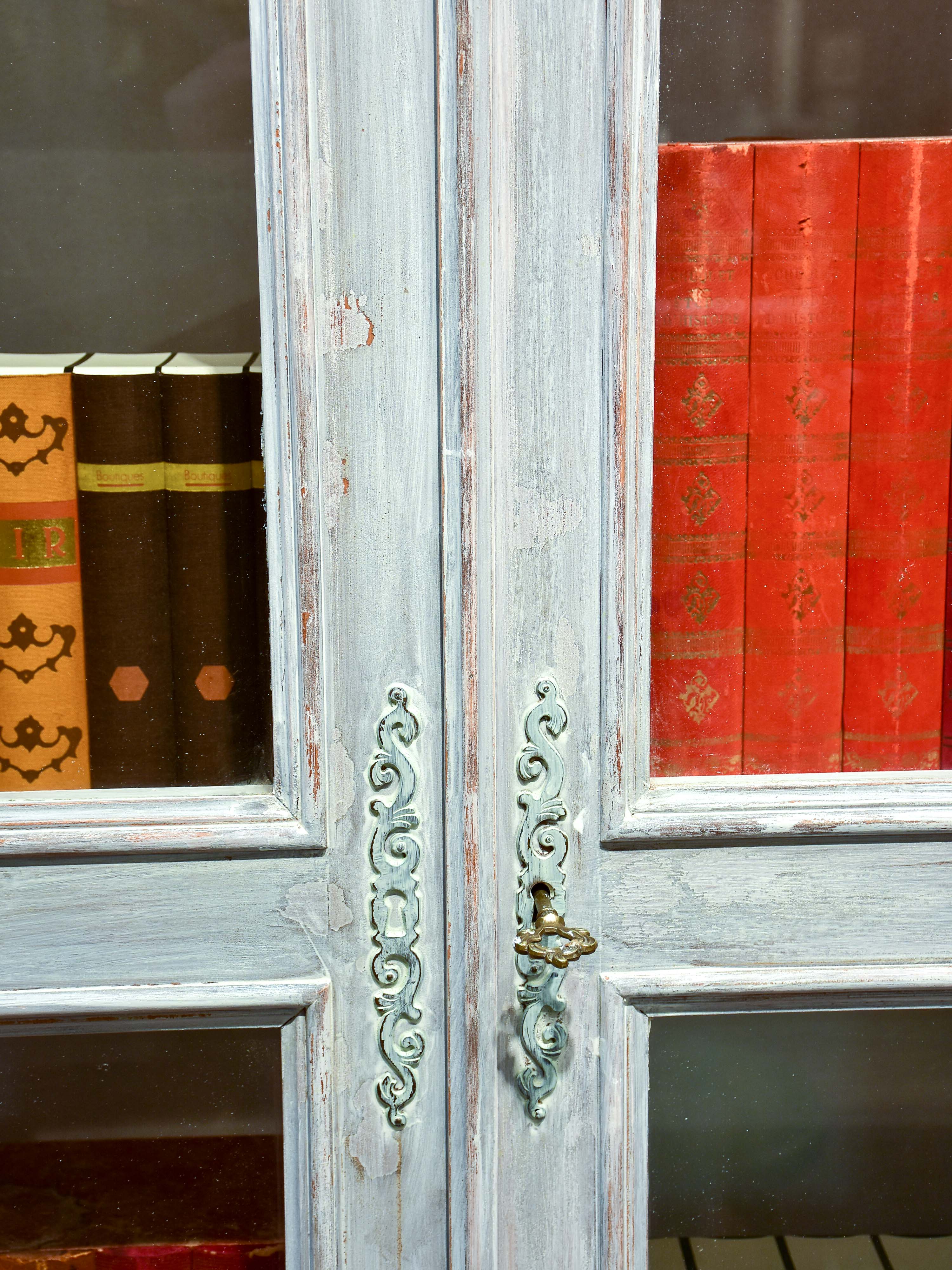 Large French bookcase with glass doors