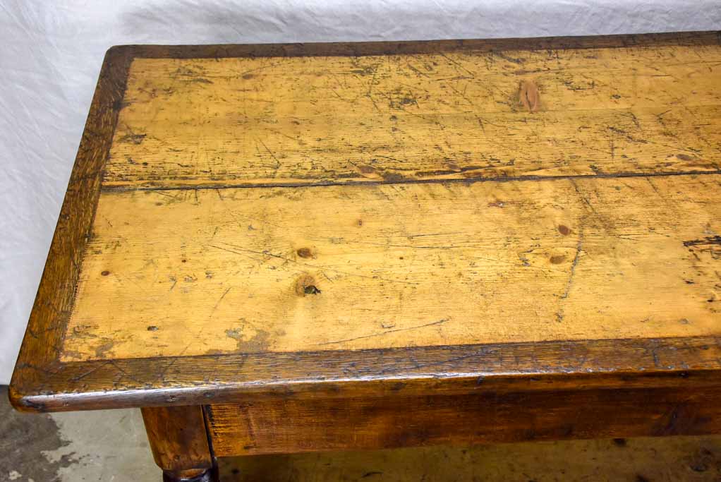 Late 19th Century French drapery table with turned legs - oak, pine and walnut