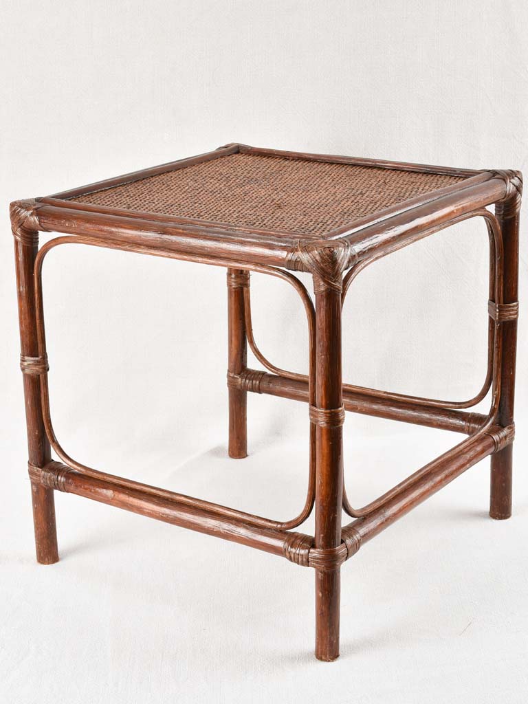 3 vintage bamboo and rattan nesting tables 20½"