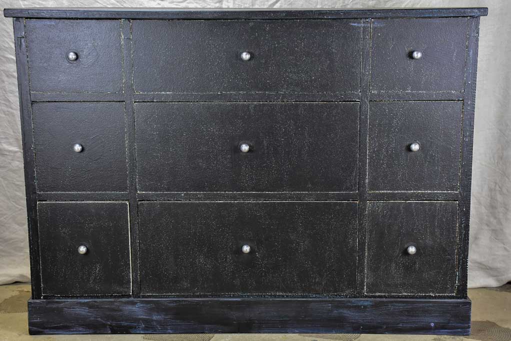 Early 20th Century workshop drawers with black patina