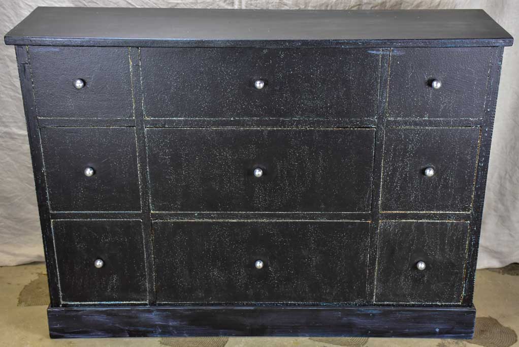 Early 20th Century workshop drawers with black patina