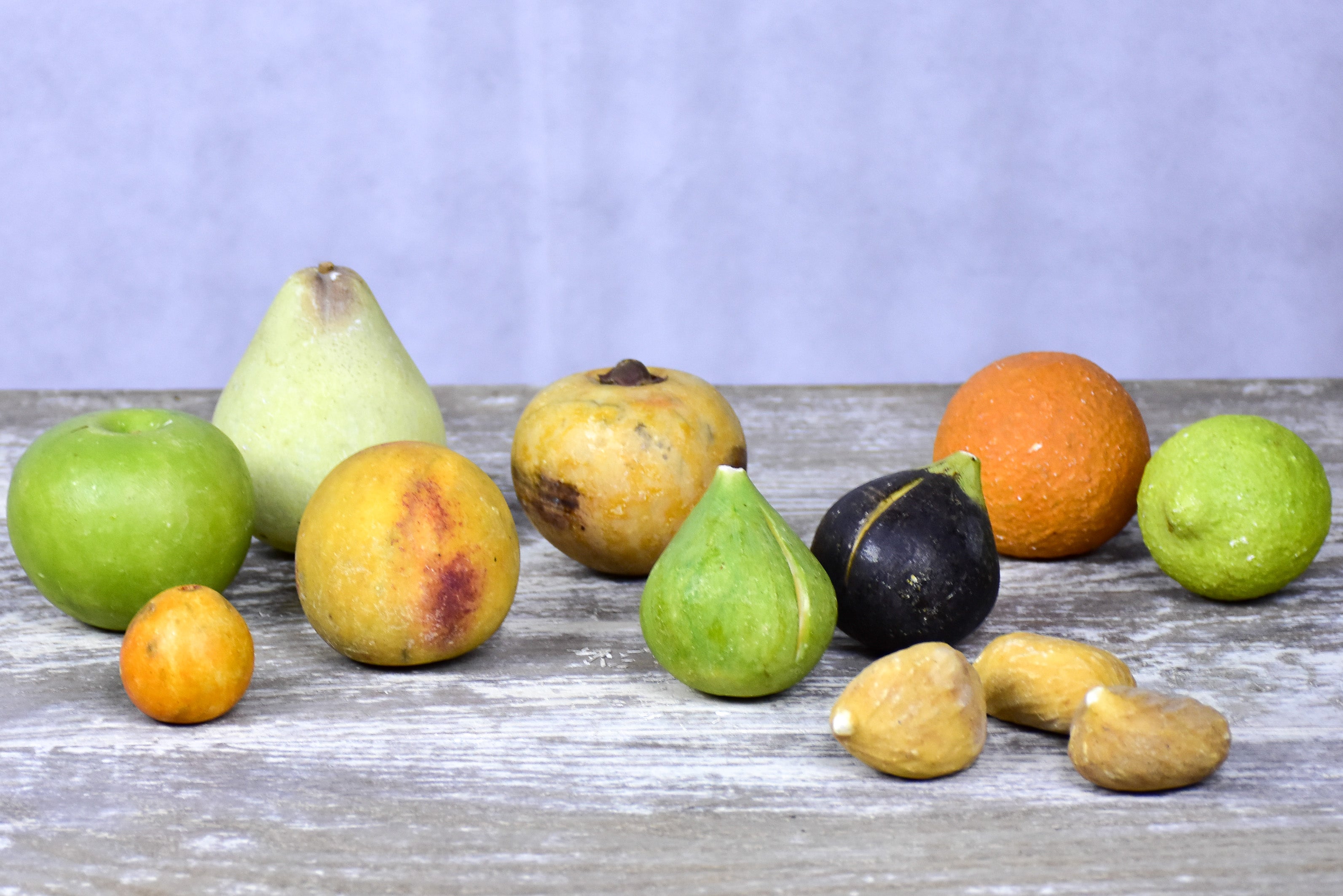 Collection of antique marble fruit