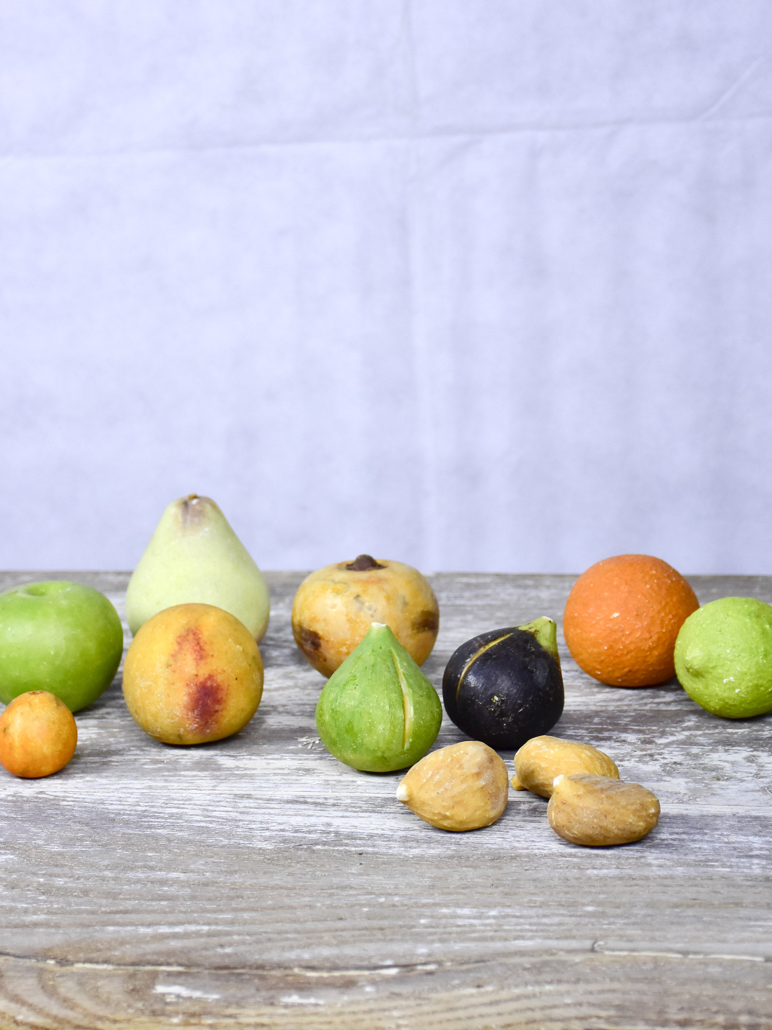 Collection of antique marble fruit