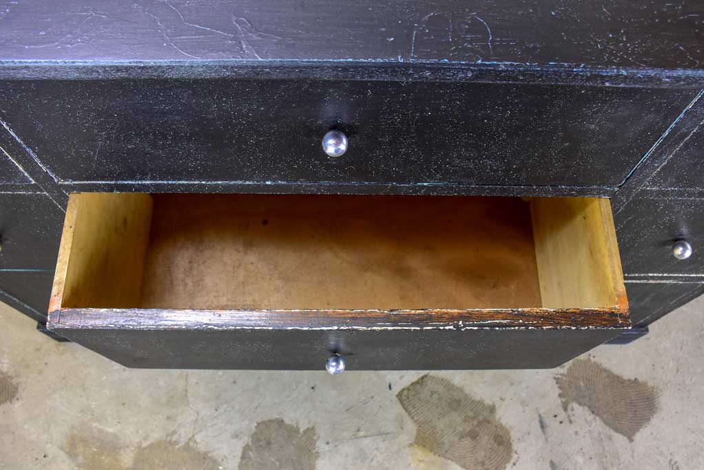 Early 20th Century workshop drawers with black patina