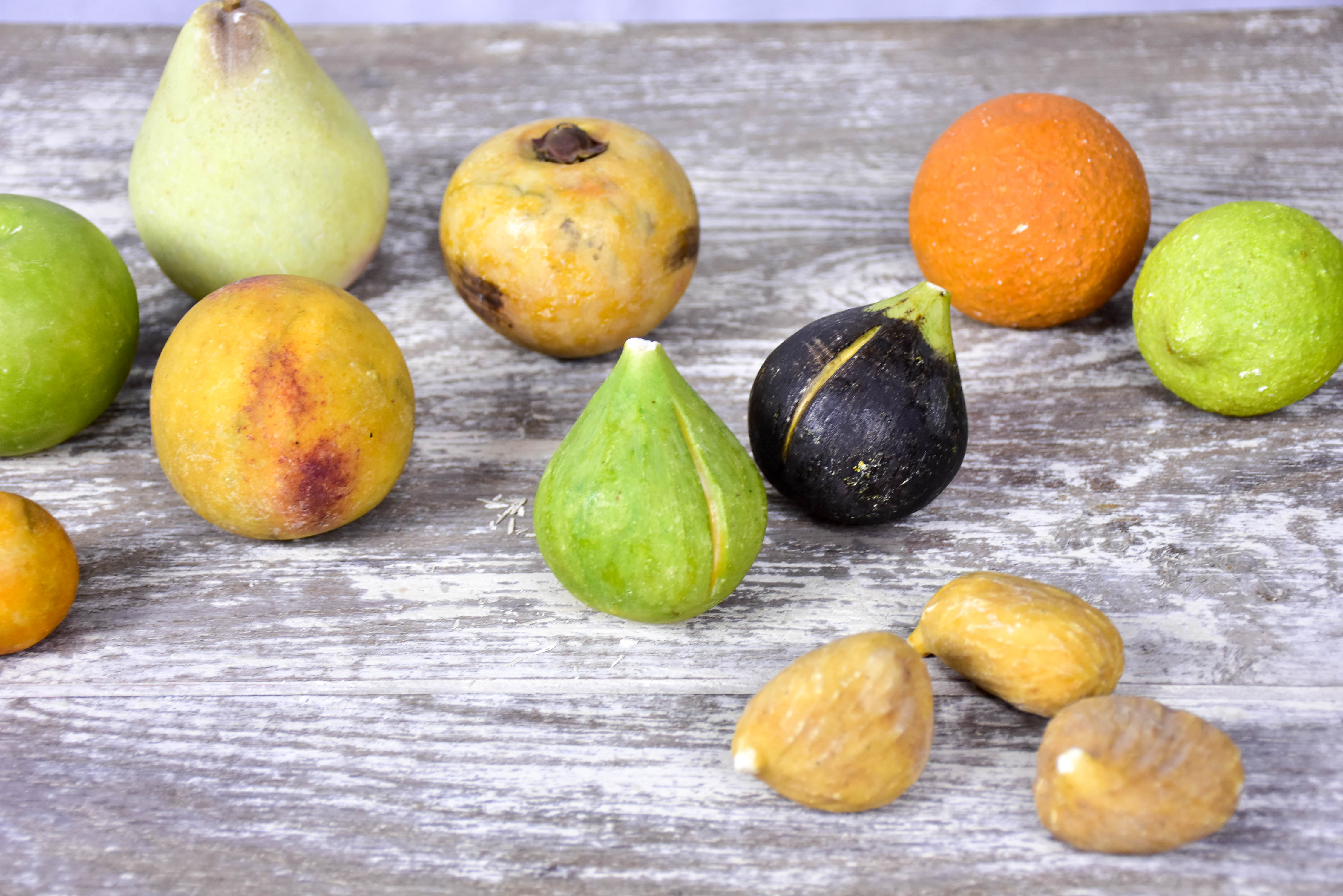 Collection of antique marble fruit