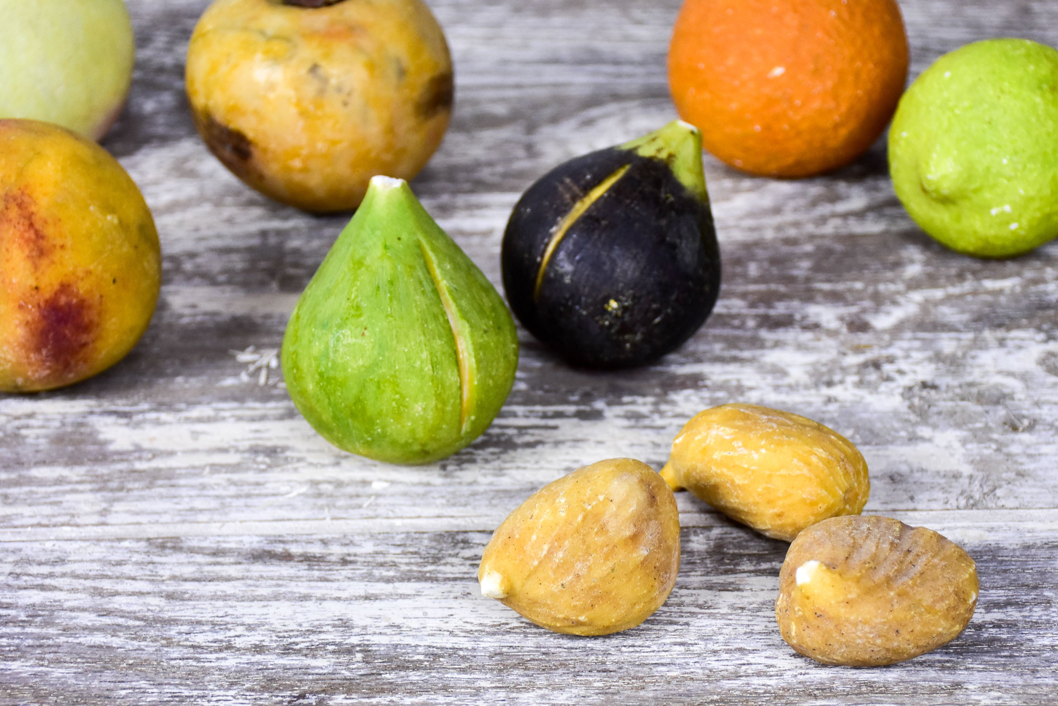 Collection of antique marble fruit