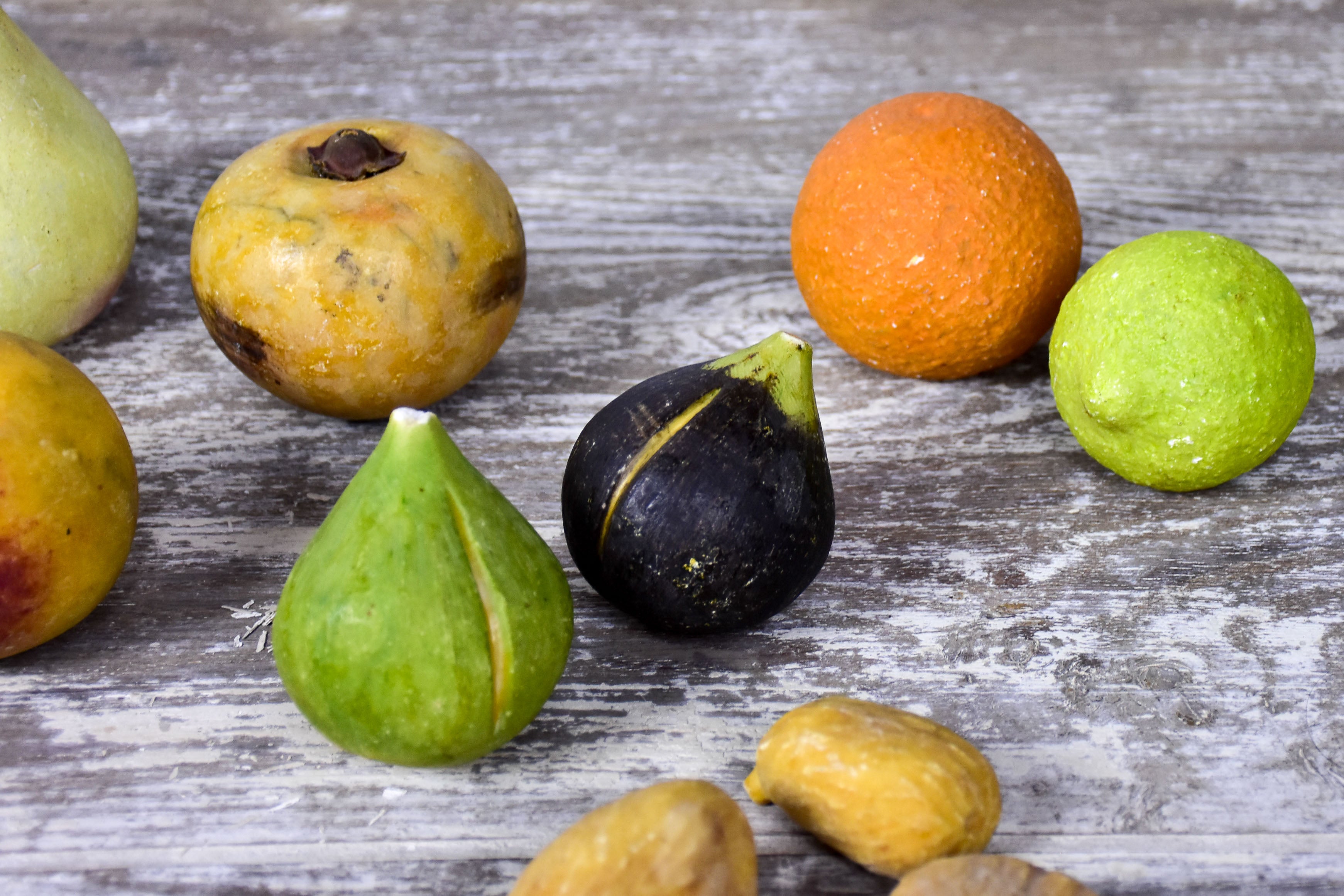 Collection of antique marble fruit