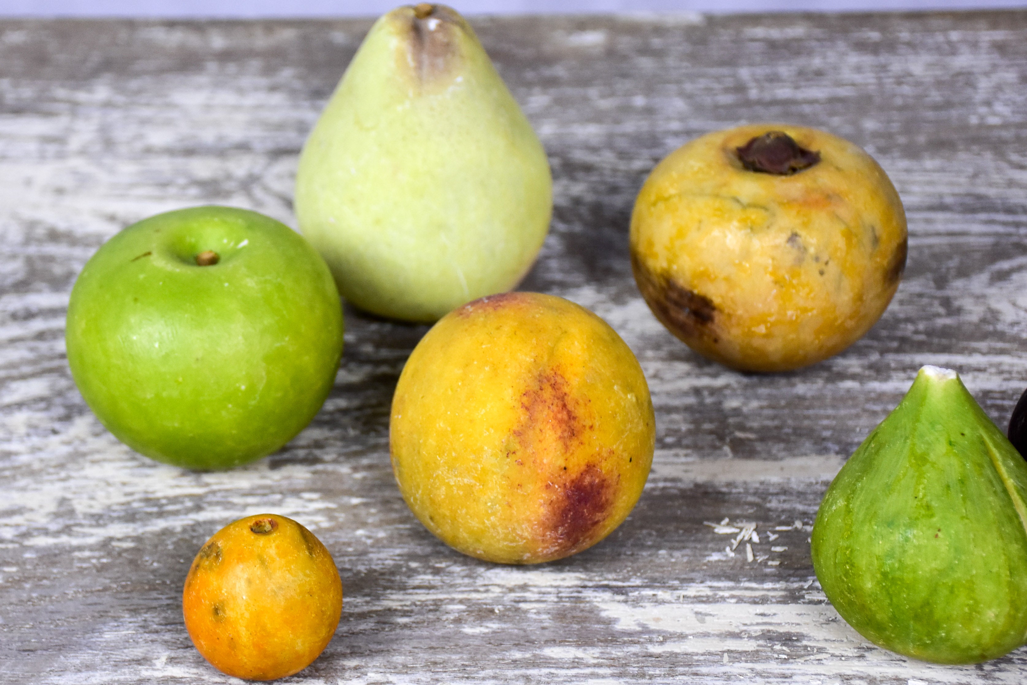 Collection of antique marble fruit