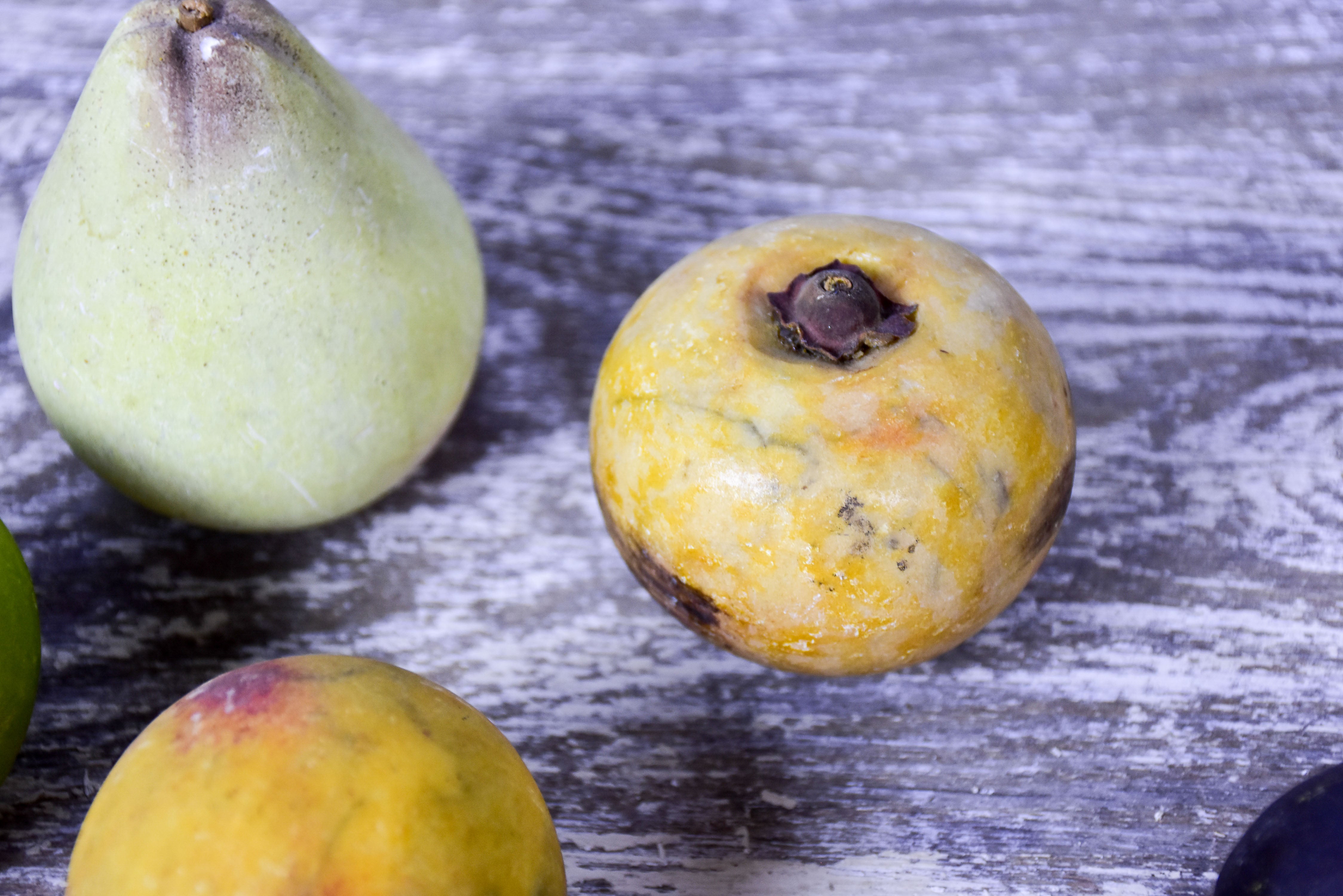 Collection of antique marble fruit