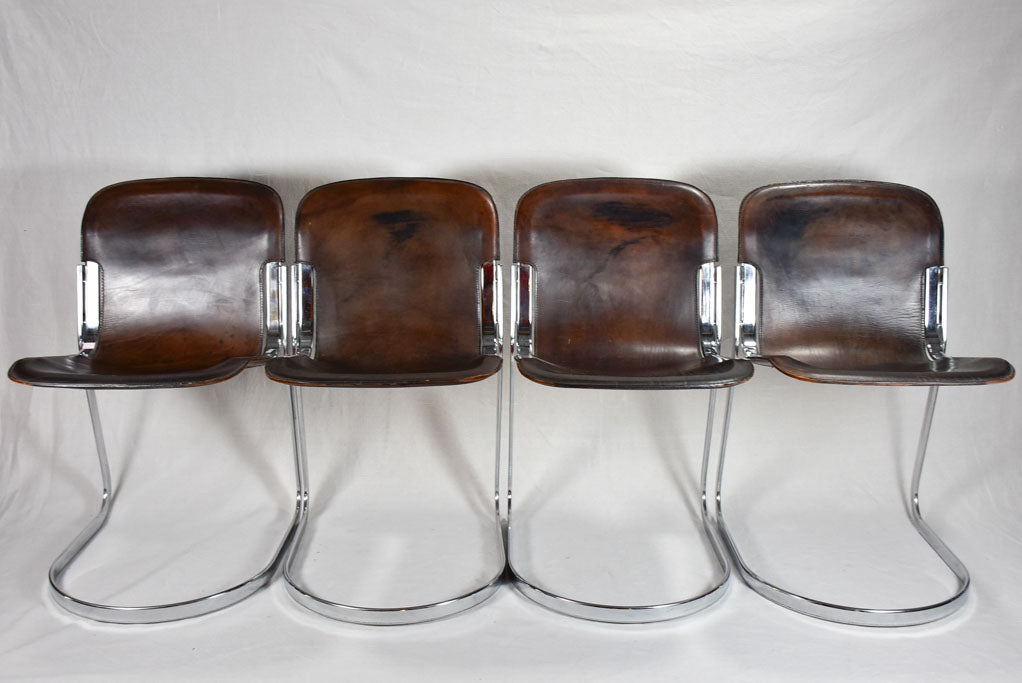 Set of four Willy Rizzo leather chairs