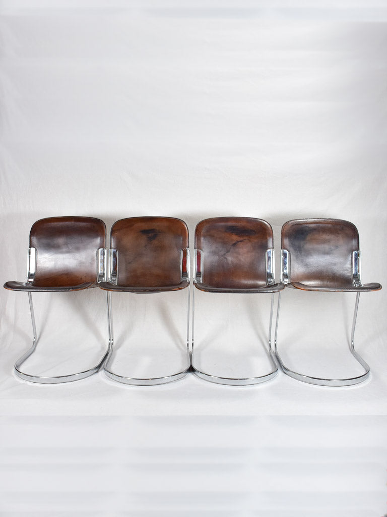 Set of four Willy Rizzo leather chairs