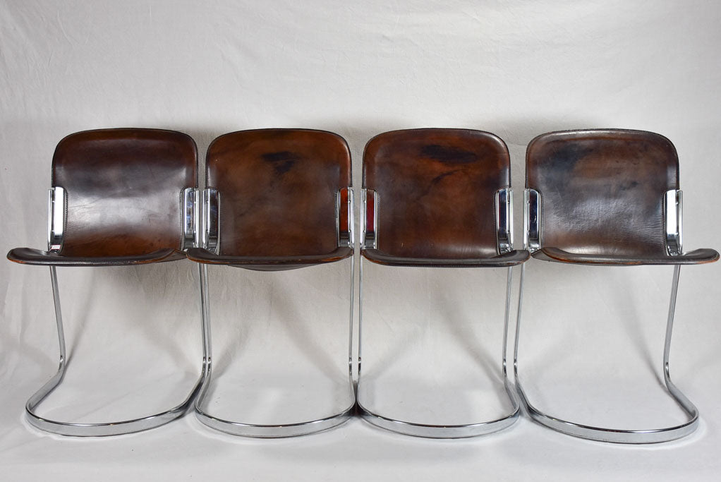 Set of four Willy Rizzo leather chairs