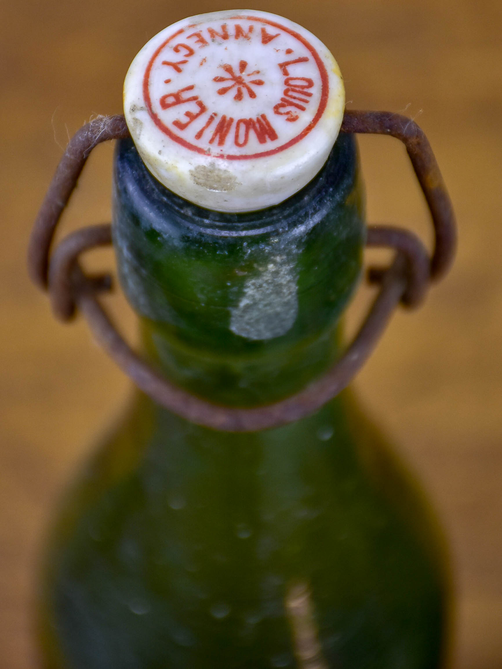 17 antique French lemonade bottles with ceramic stoppers