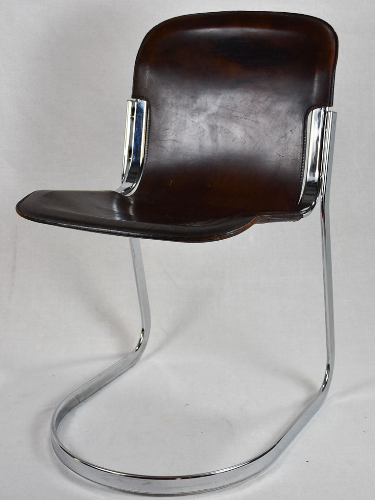 Set of four Willy Rizzo leather chairs